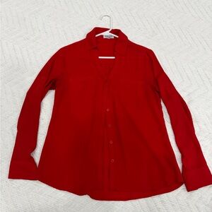 Express Red Long-Sleeve Button-Up Shirt